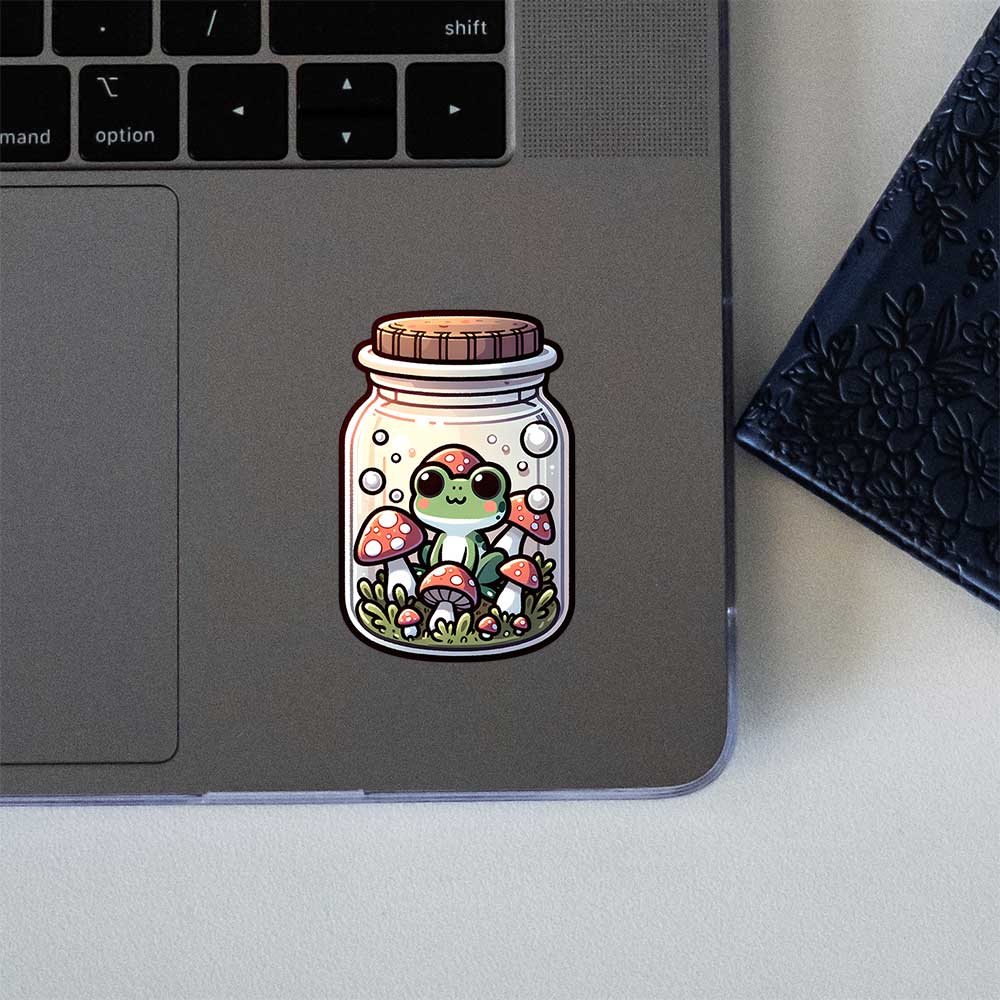 Frog In Mushroom Jar Sticker