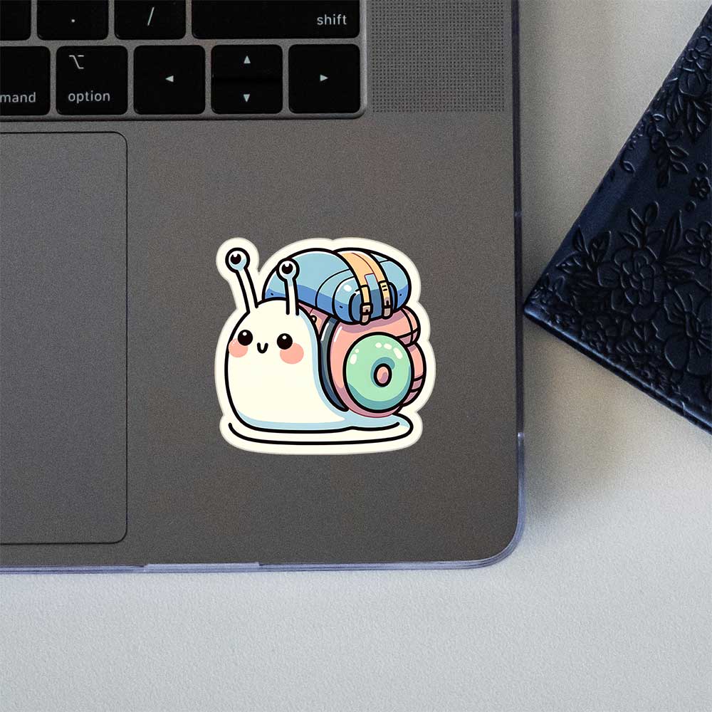 Cute Snail With Backpack Sticker
