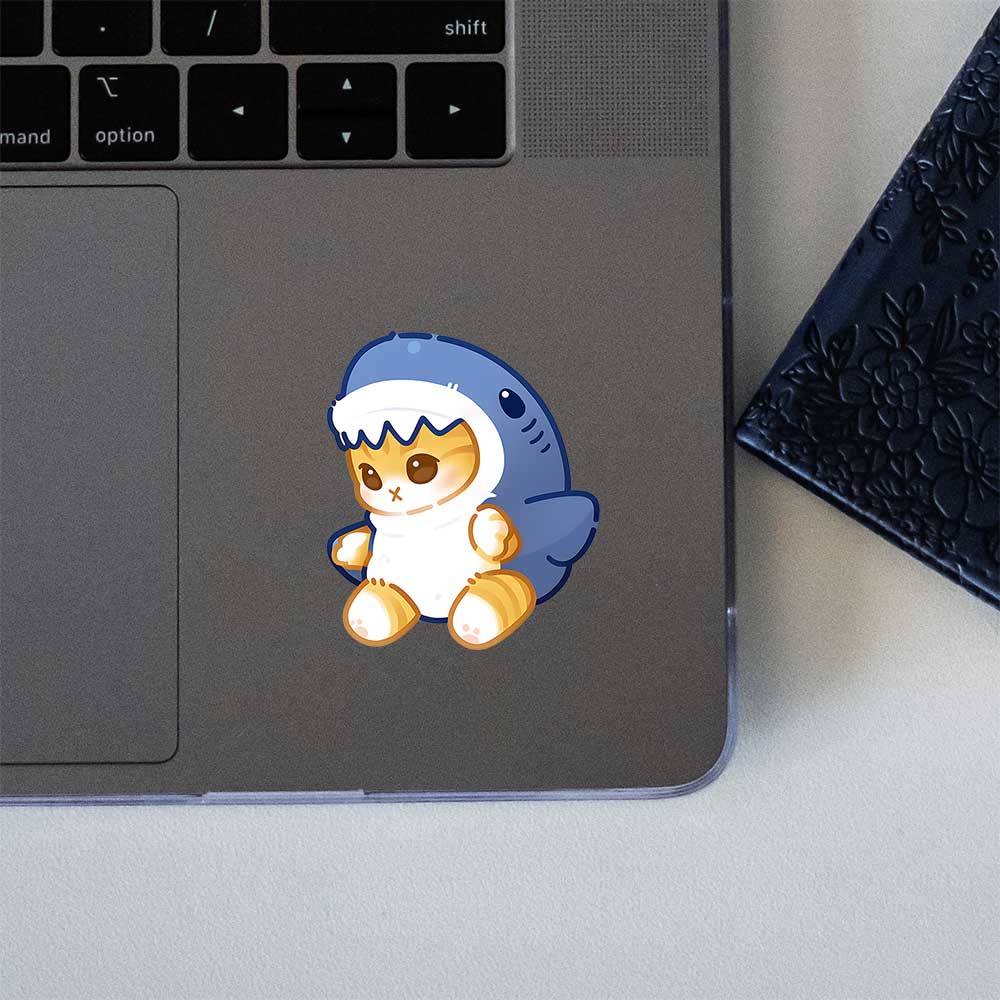 Cute Cat In Shark Costume Sticker