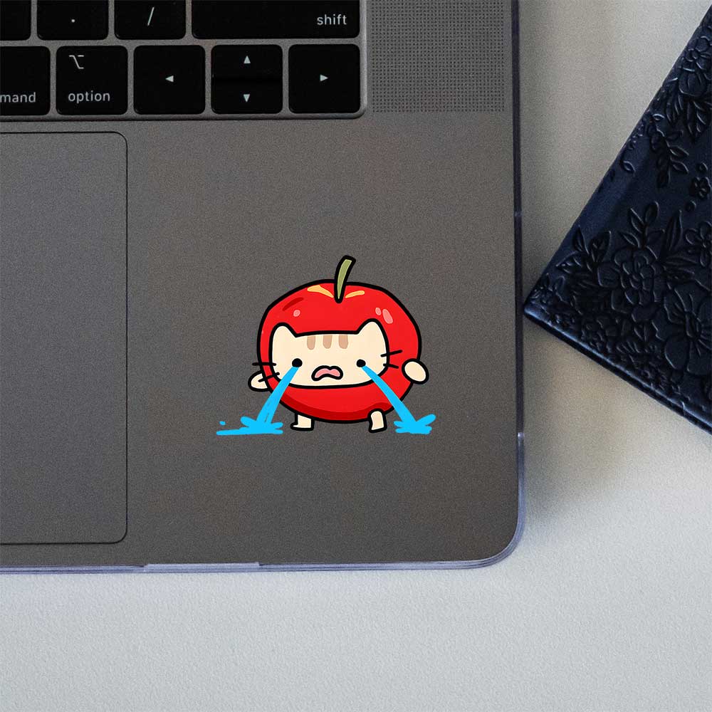 Crying Apple Cat Sticker