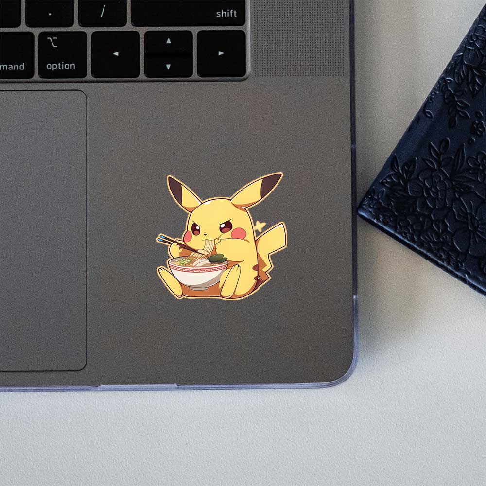 Pikachu Eating Ramen Sticker