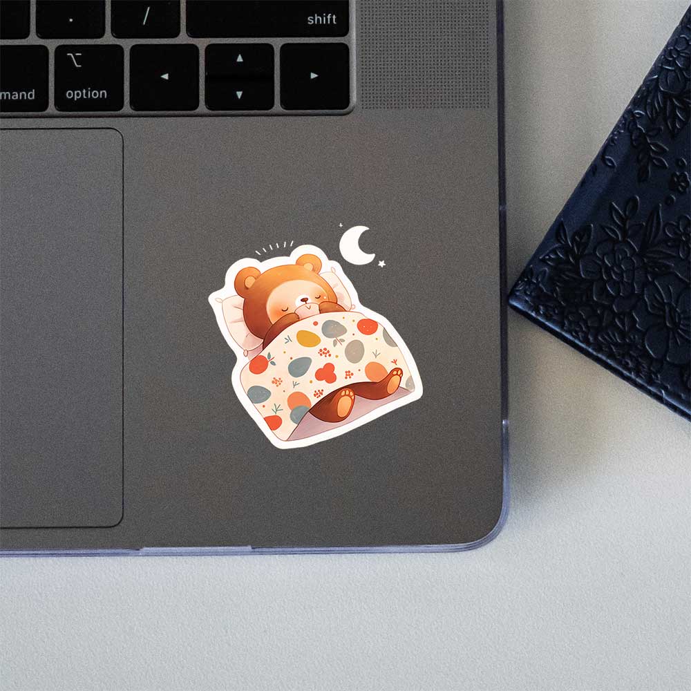 Sleeping Bear Under Blanket Sticker