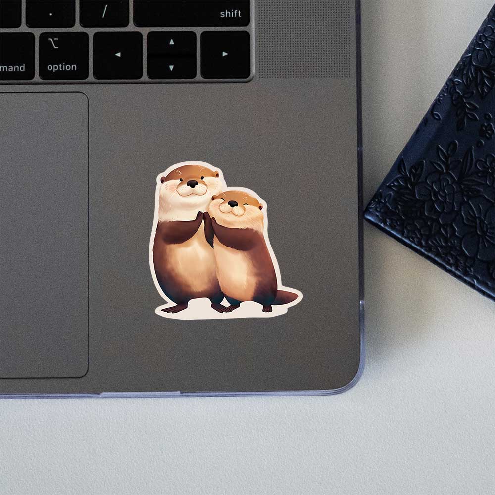 Cute Otters Holding Hands Sticker