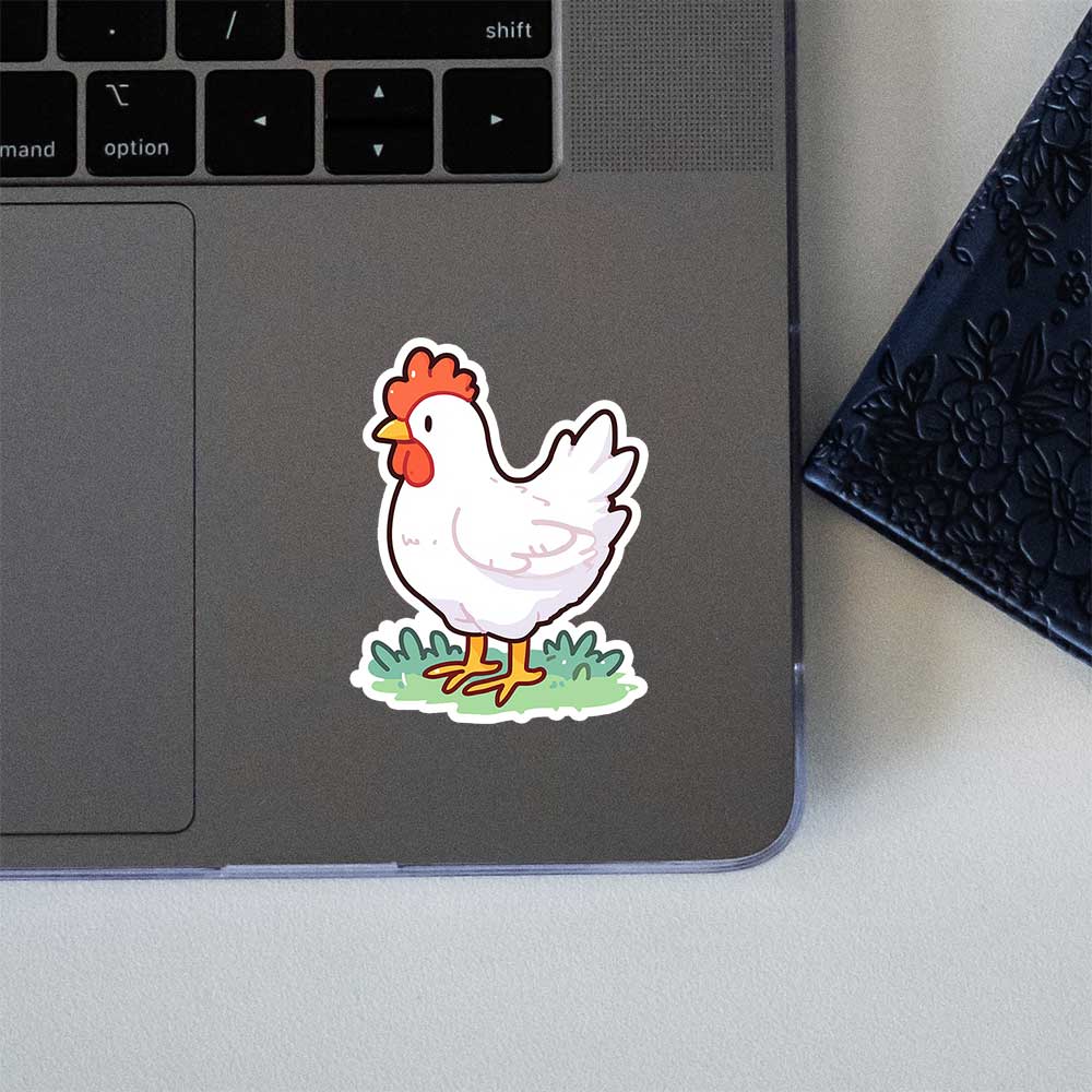 White Farm Chicken Cute Cartoon Sticker