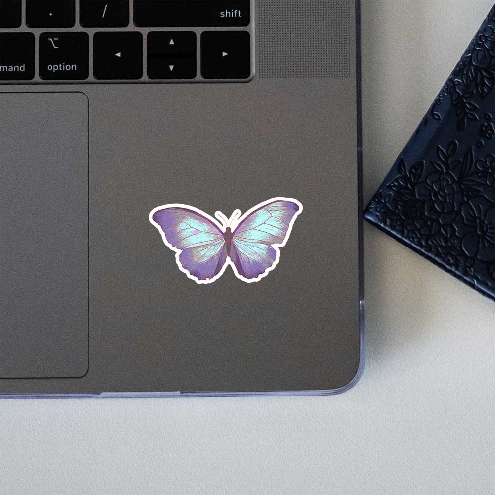 Neon Blue Purple Butterfly Aesthetic Sticker