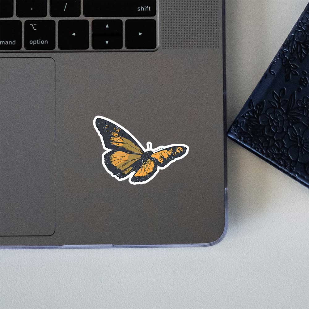 Vintage Monarch Butterfly Grunge Art Sticker (1)