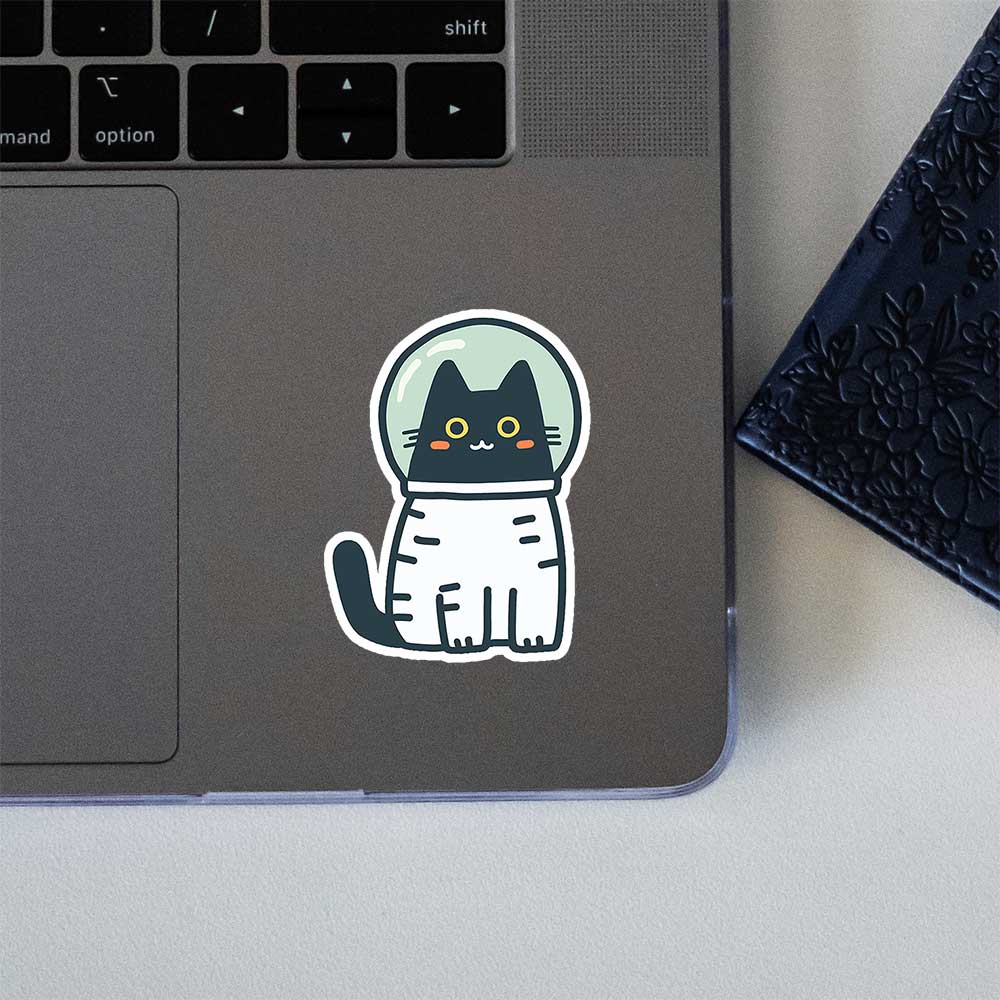 Cute Black Cat Astronaut Space Sticker