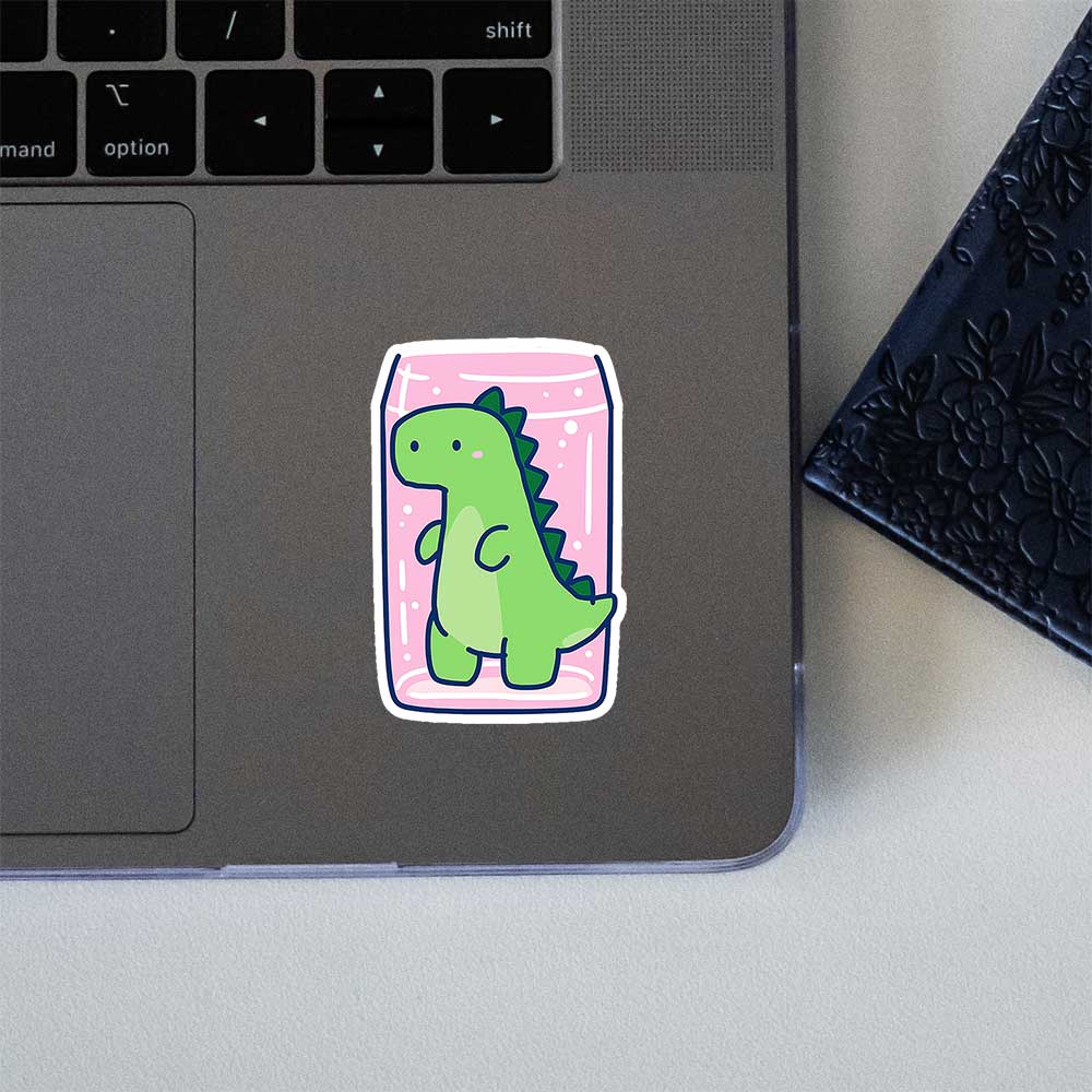 Cute Dinosaur Squished On Glass Kawaii Sticker
