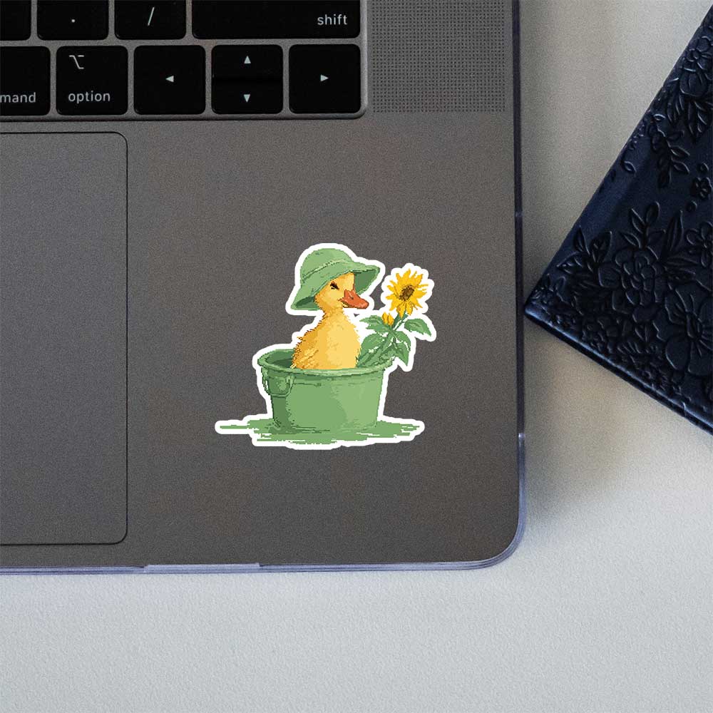 Cute Duckling Bucket Hat Sunflower Aesthetic Sticker