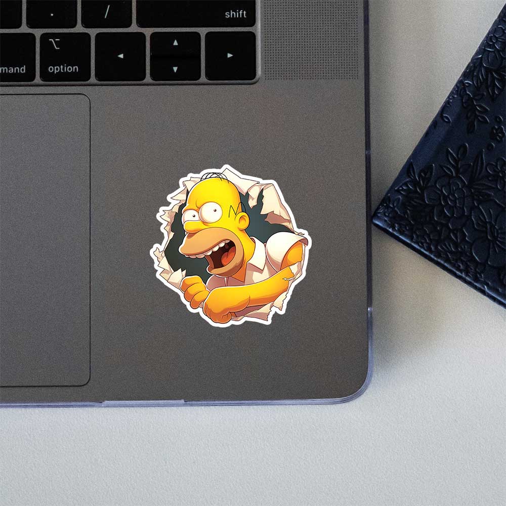 Homer Simpson Breaking Wall Funny Cartoon Sticker