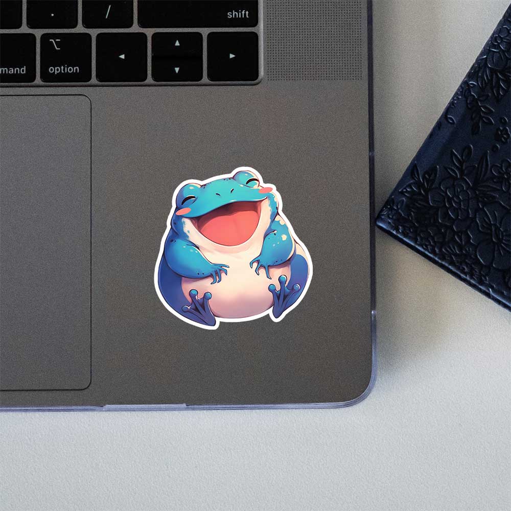 Cute Blue Frog Smiling Sticker