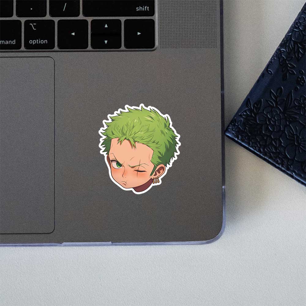 One Piece Chibi Zoro Head Anime Sticker
