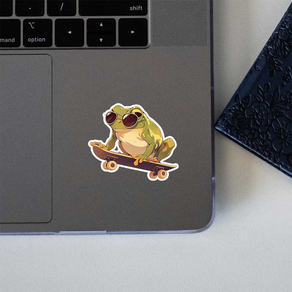Skateboarding Frog With Sunglasses Sticker