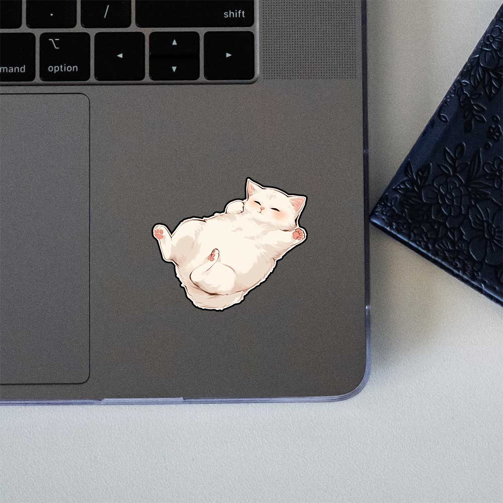 Lazy Chubby Cat Lying On Back Sticker