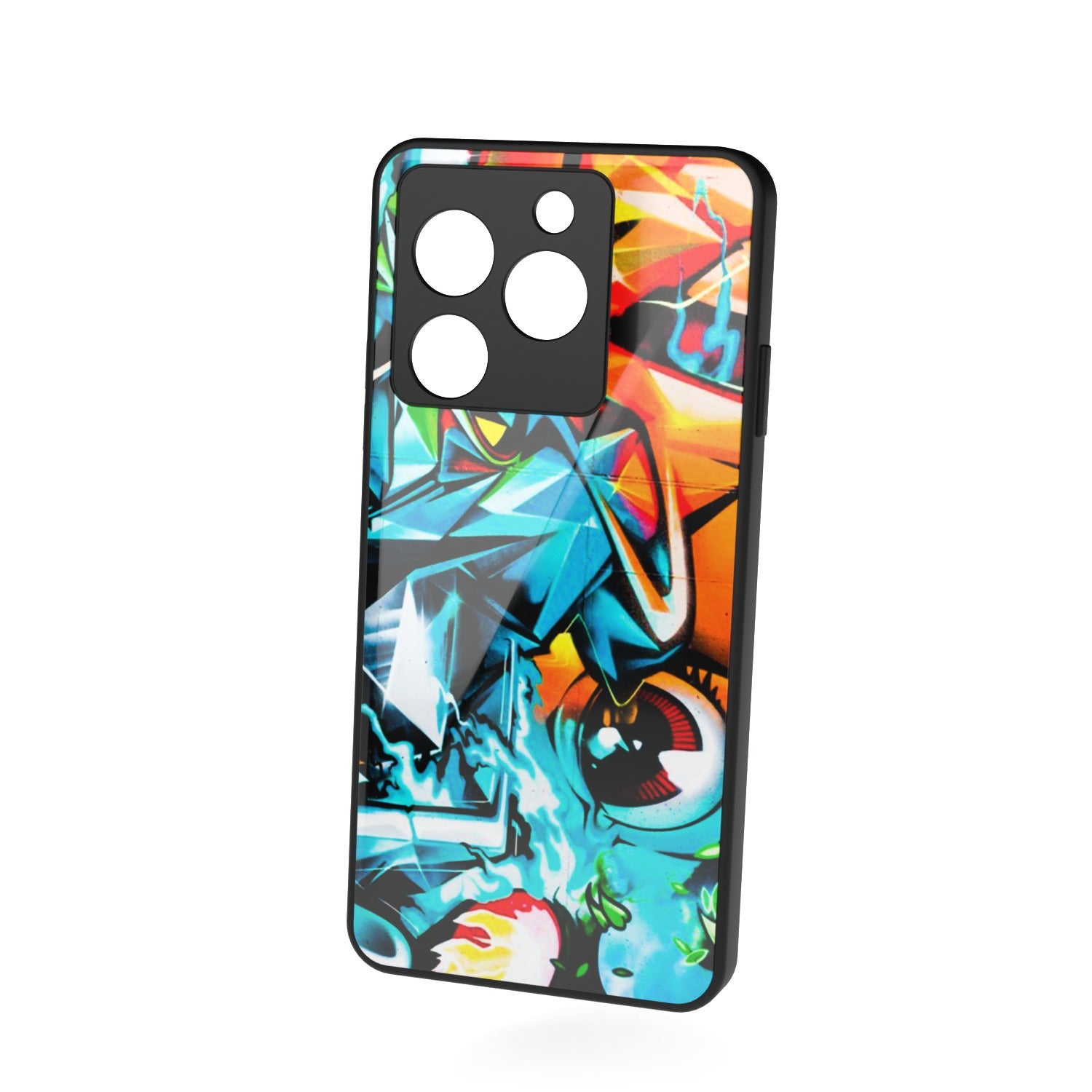 Abstract Vision printed metal phone case - floating back view