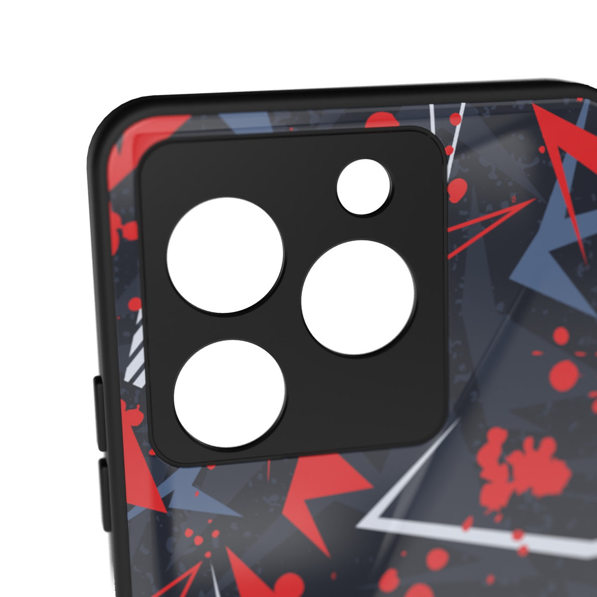Abstraxx R printed metal phone case - camera close-up