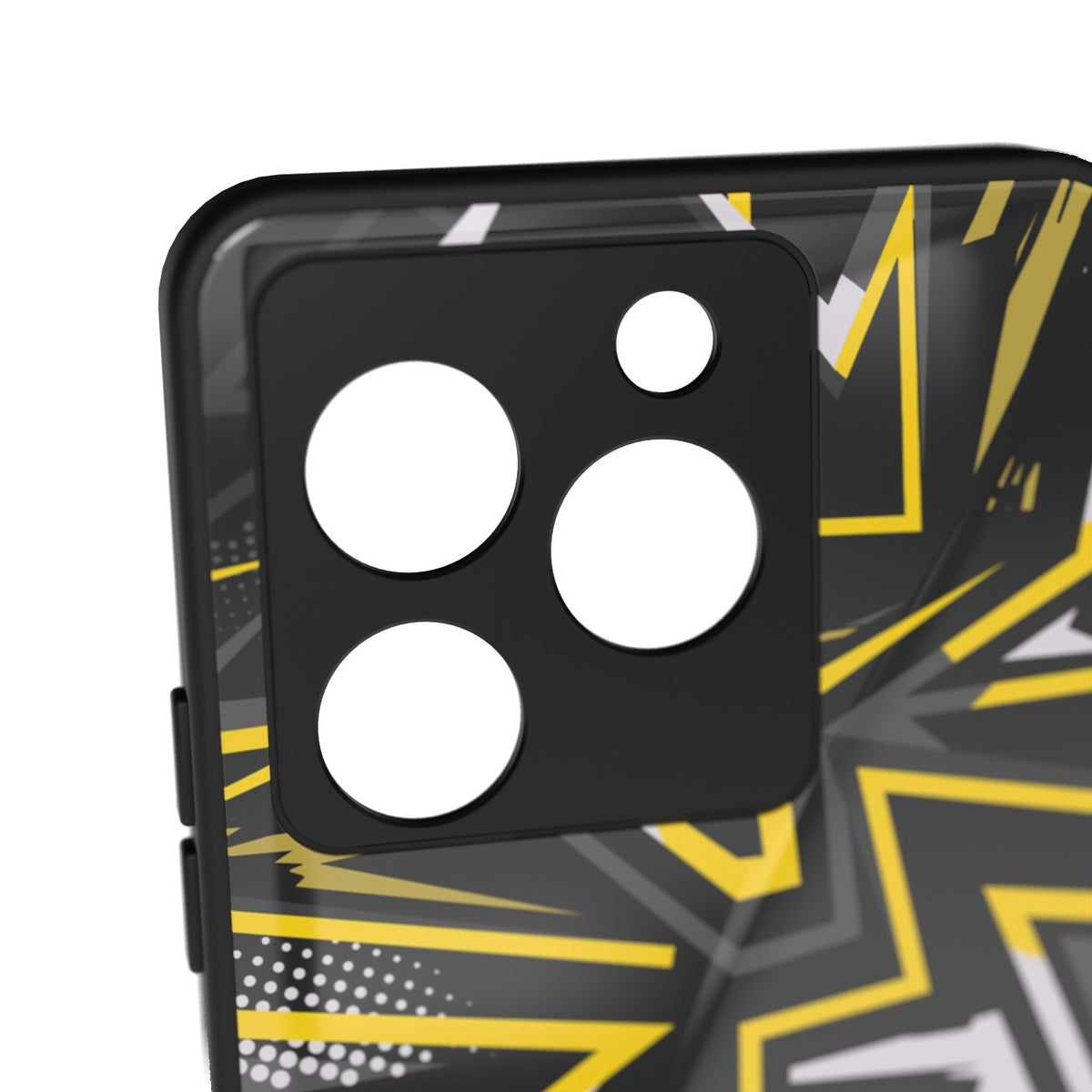 Abstraxx Y printed metal phone case - camera close-up