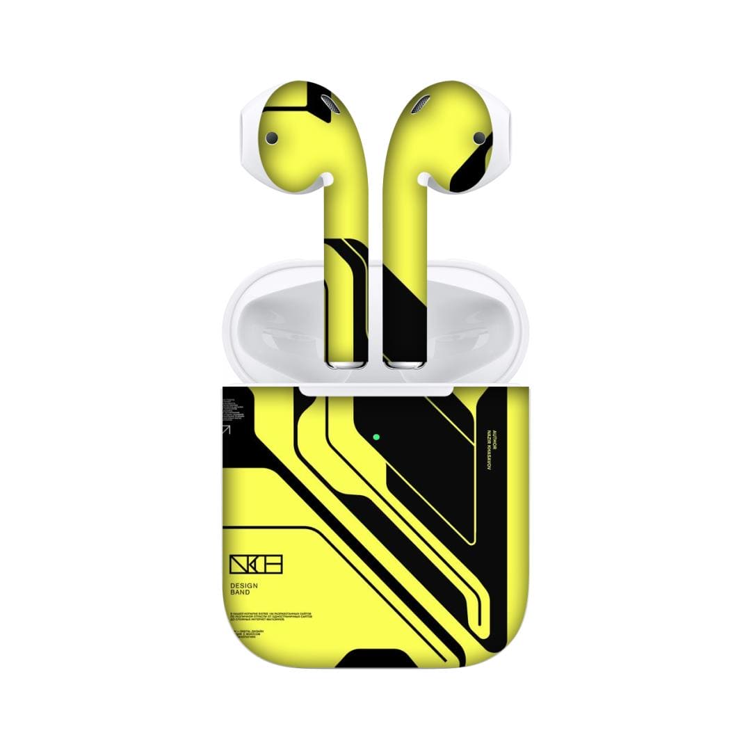 Airpods 2 Cyber Yellow  Black skins
