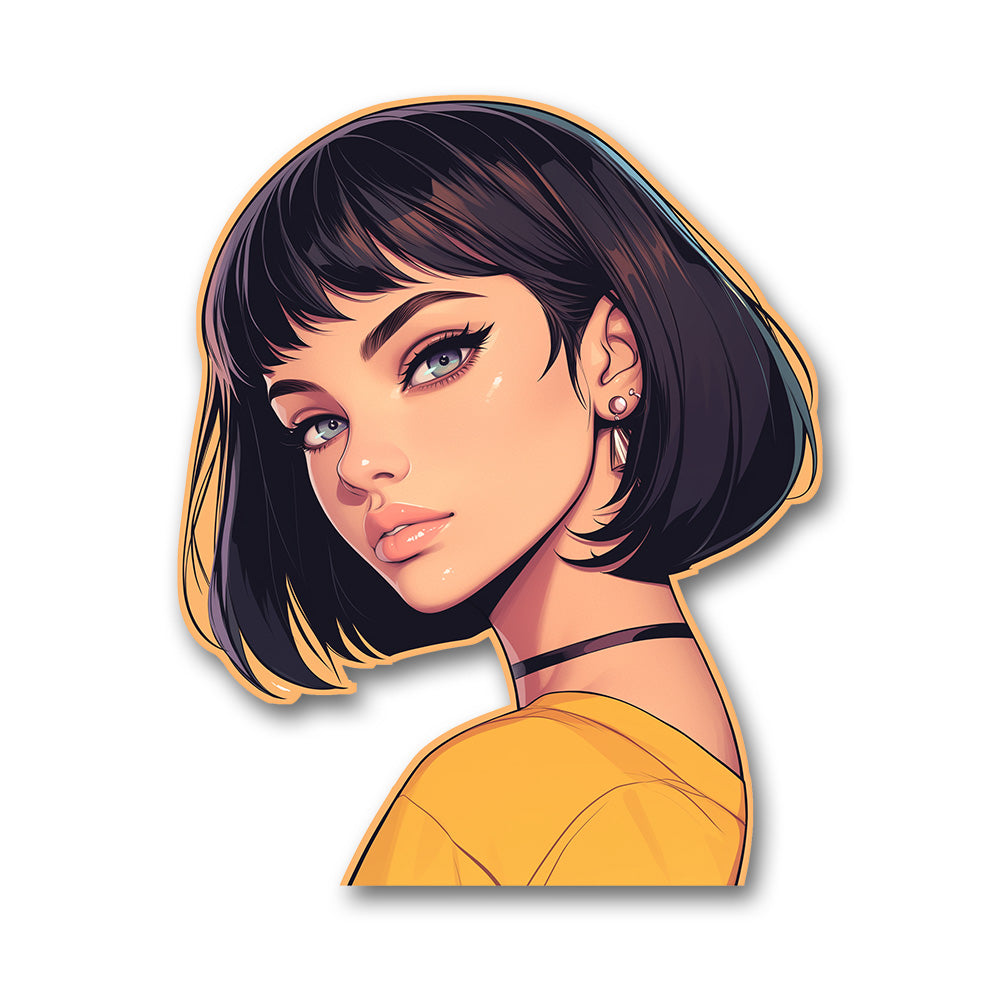 Anime Girl Short Hair Sticker