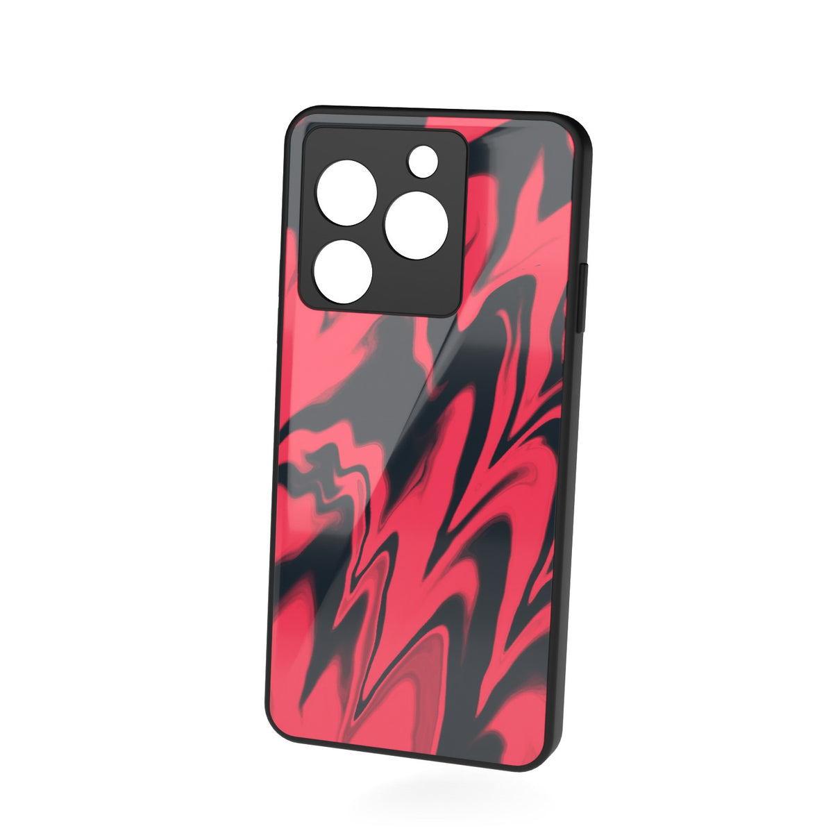 Ares Red printed metal phone case - floating back view
