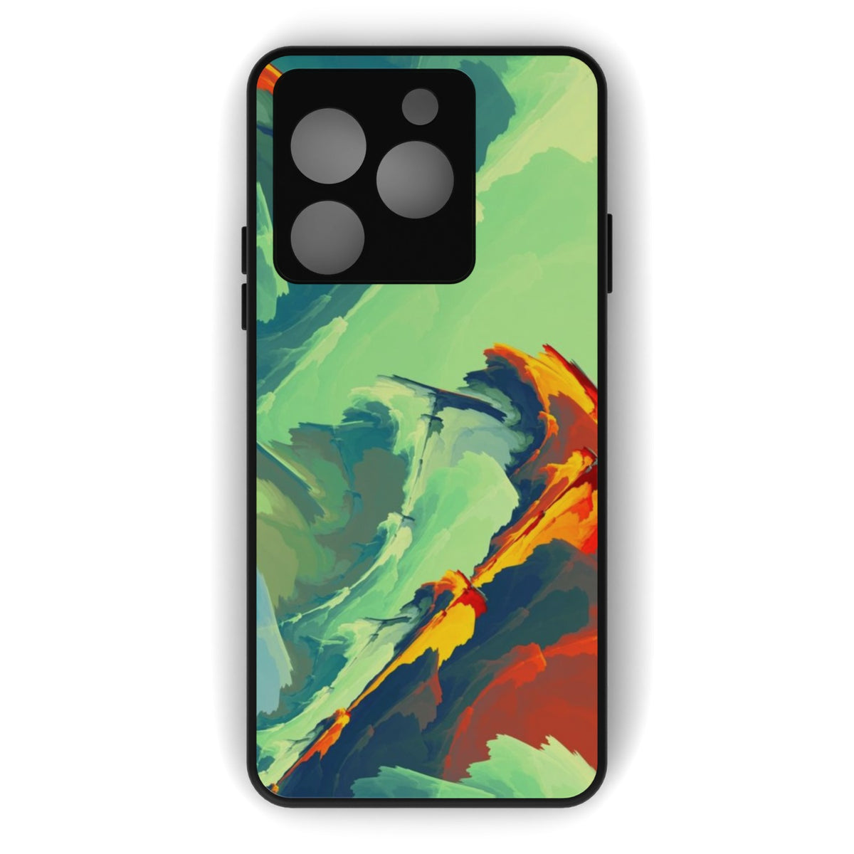 Artisan printed metal phone case - flat back view
