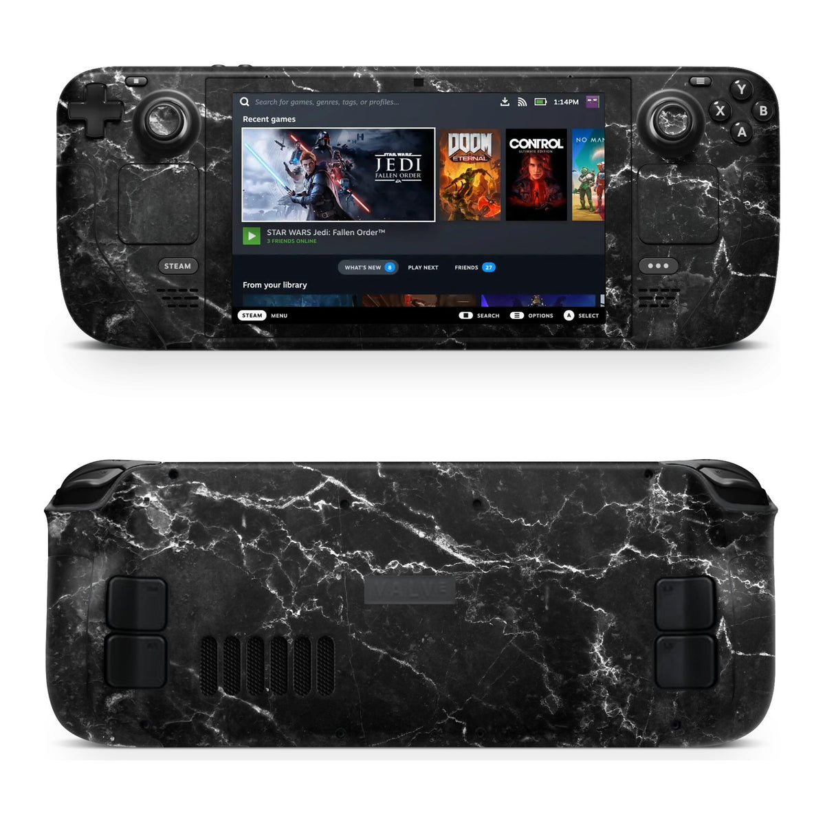 Black Marble Steam Deck skin by Decalz