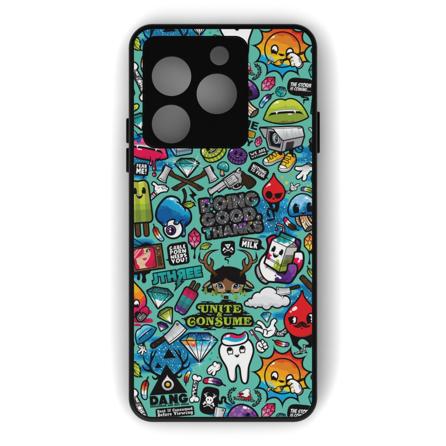 Bluesketch printed metal phone case - flat back view