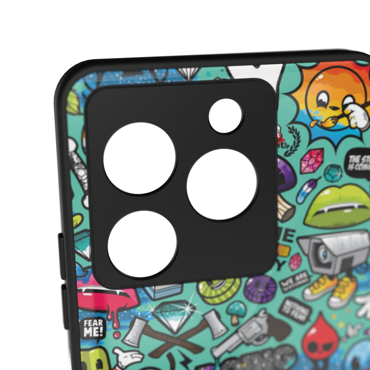 Bluesketch printed metal phone case - camera close-up