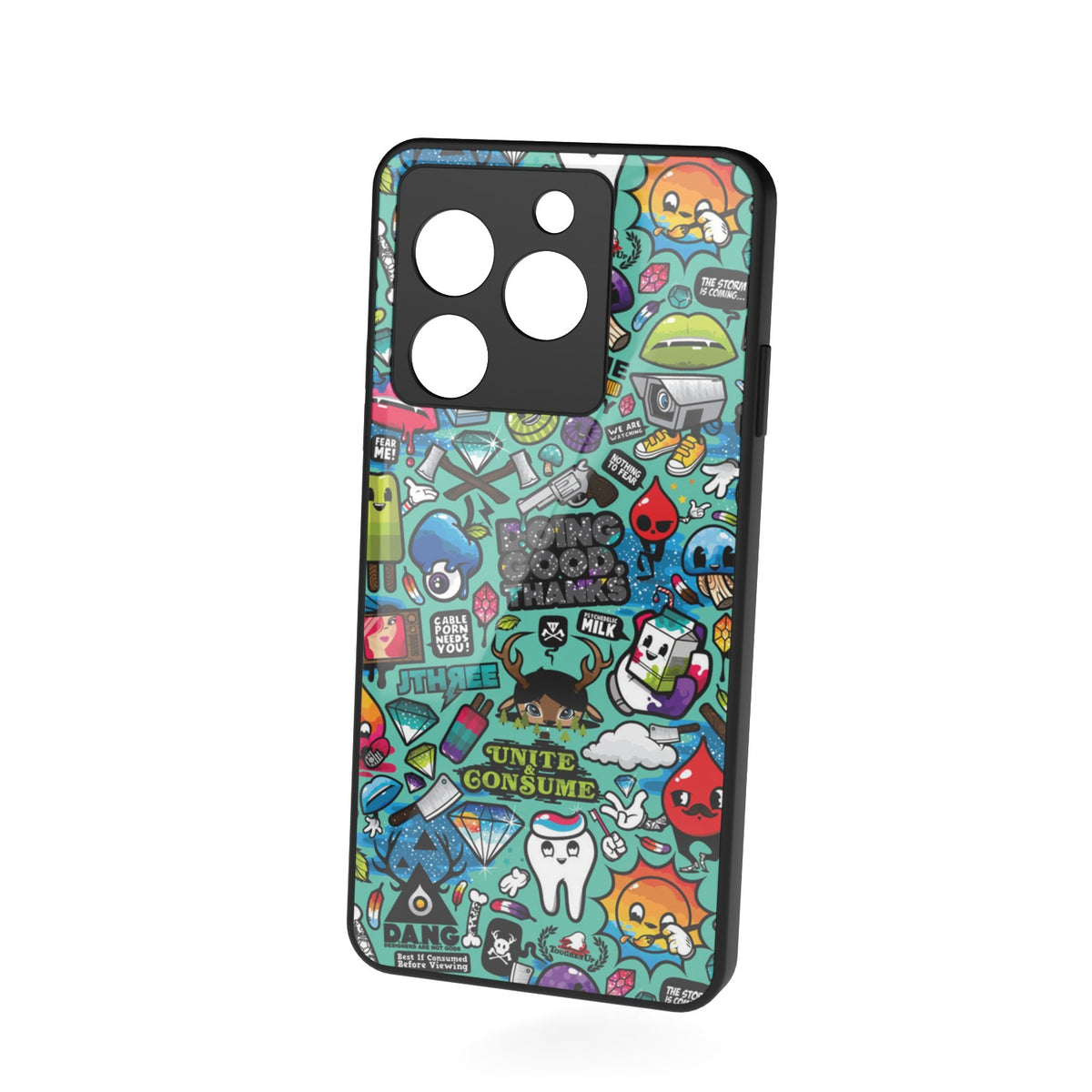Bluesketch printed metal phone case - floating back view