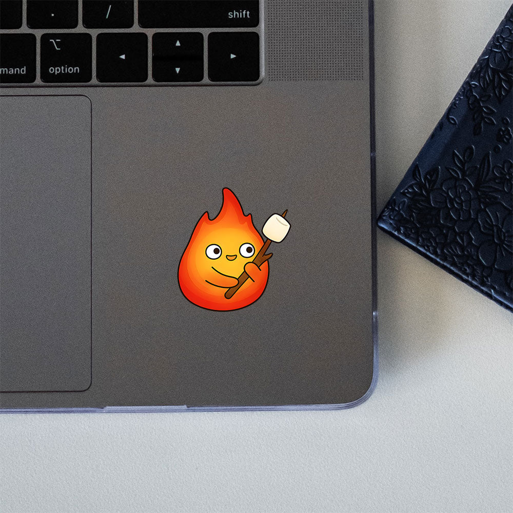 Calcifer Roasting Marshmallow Anime Sticker
