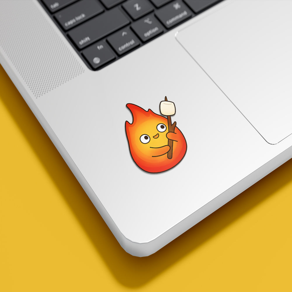 Calcifer Roasting Marshmallow Anime Sticker