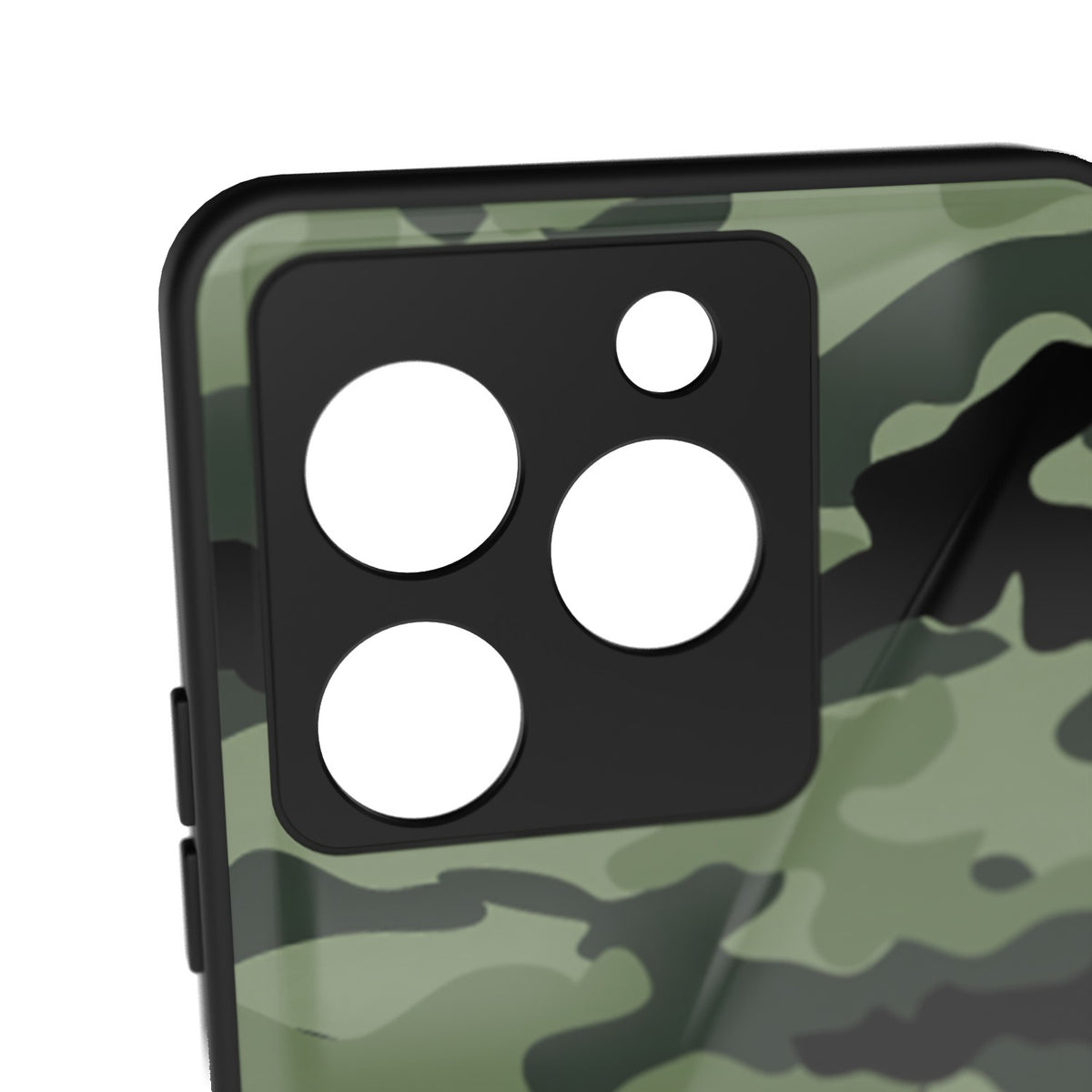 Cammando Camo printed metal phone case - camera close-up