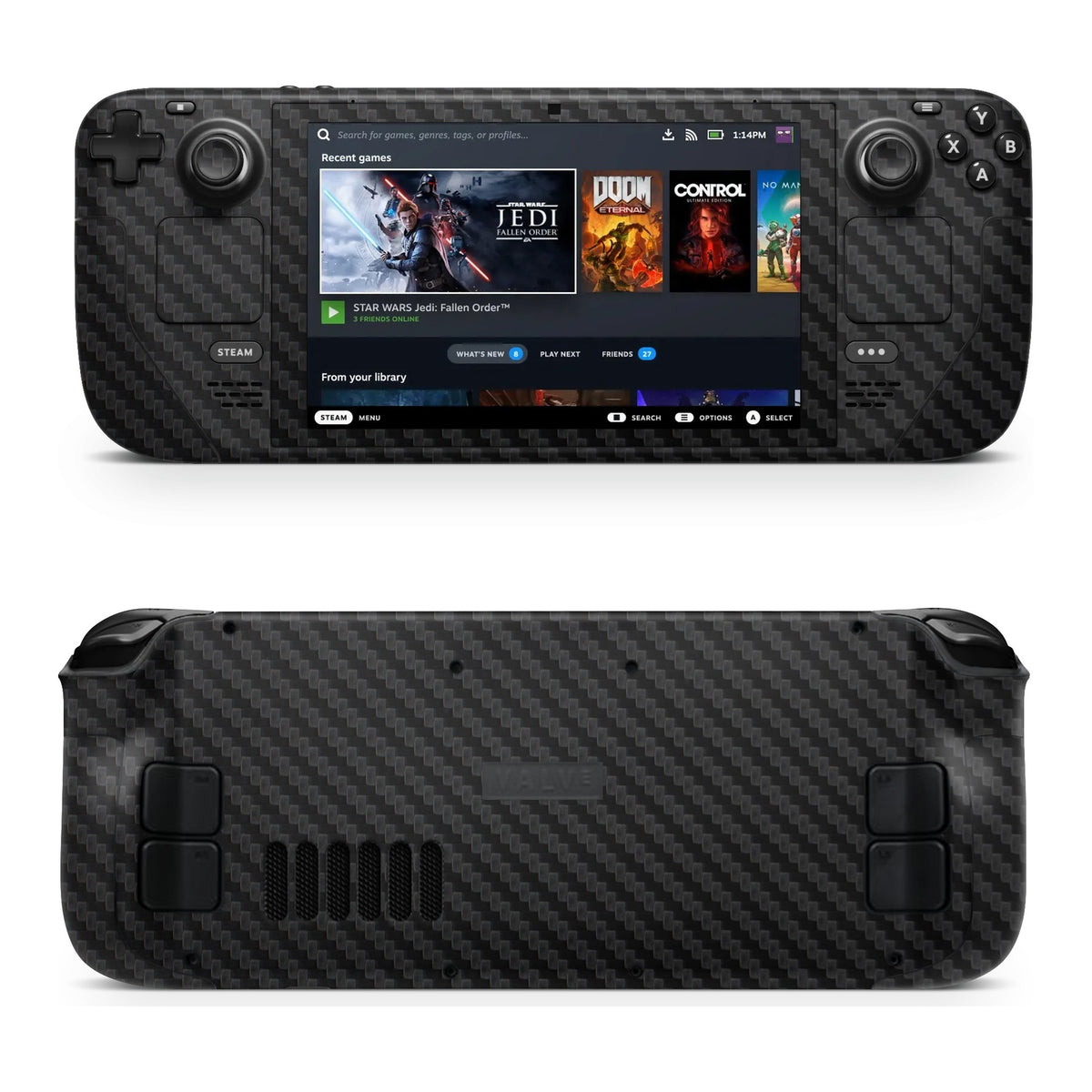 Carbon Black Steam Deck skin by Decalz