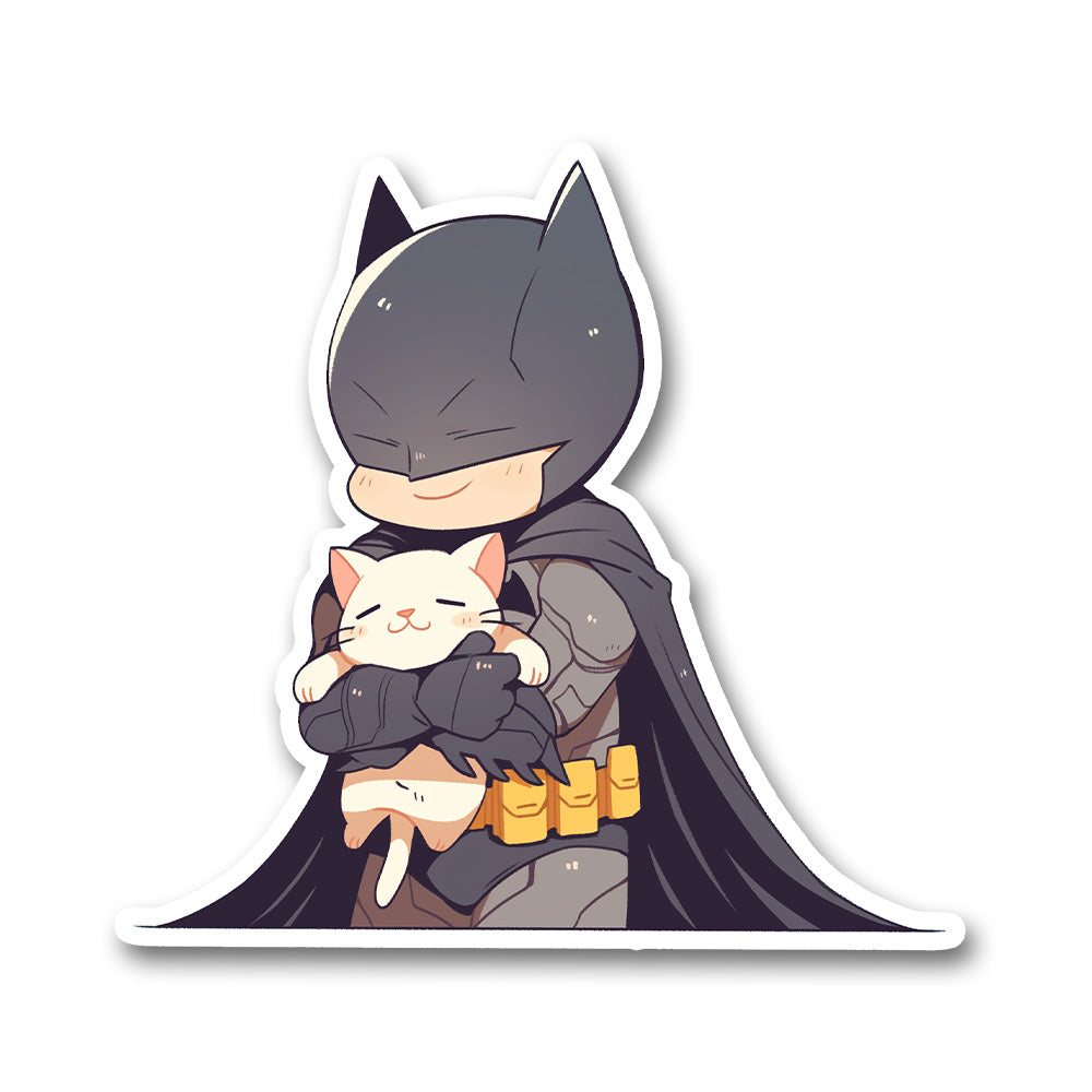 Chibi Batman Cat Cozy Sticker