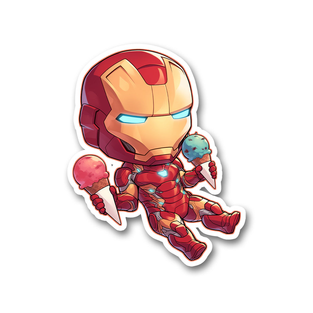 Chibi Iron Man Ice Cream Sticker