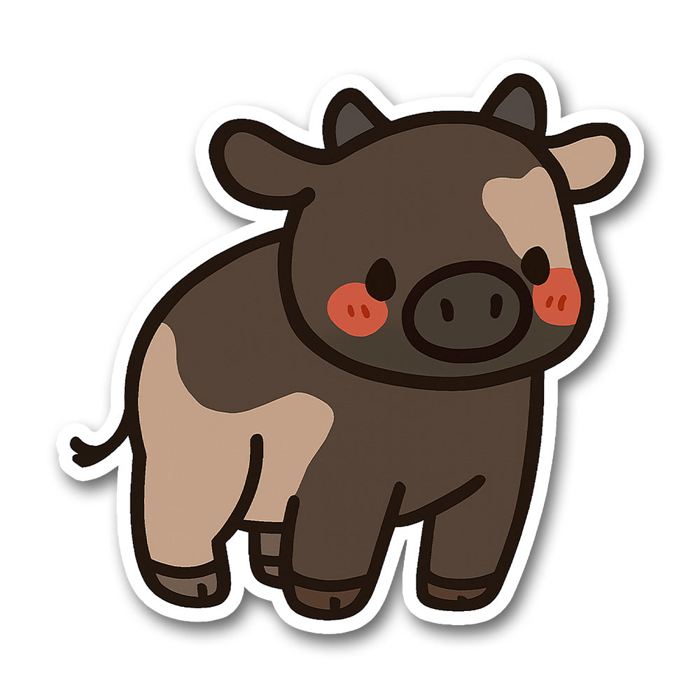 Chibi Brown Cow Sticker