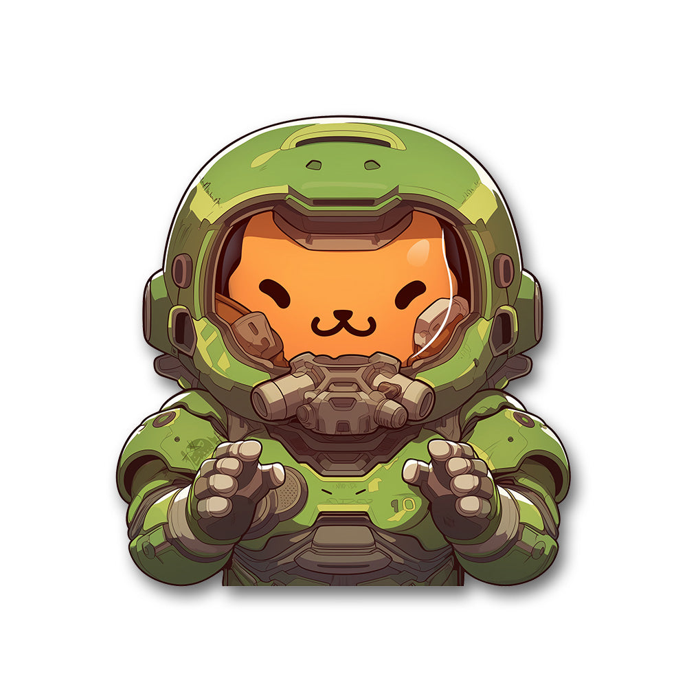 Chibi Cat Doom Slayer Sticker