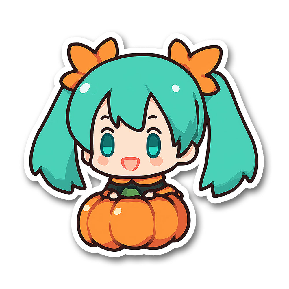 Chibi Hatsune Miku Pumpkin Halloween Sticker