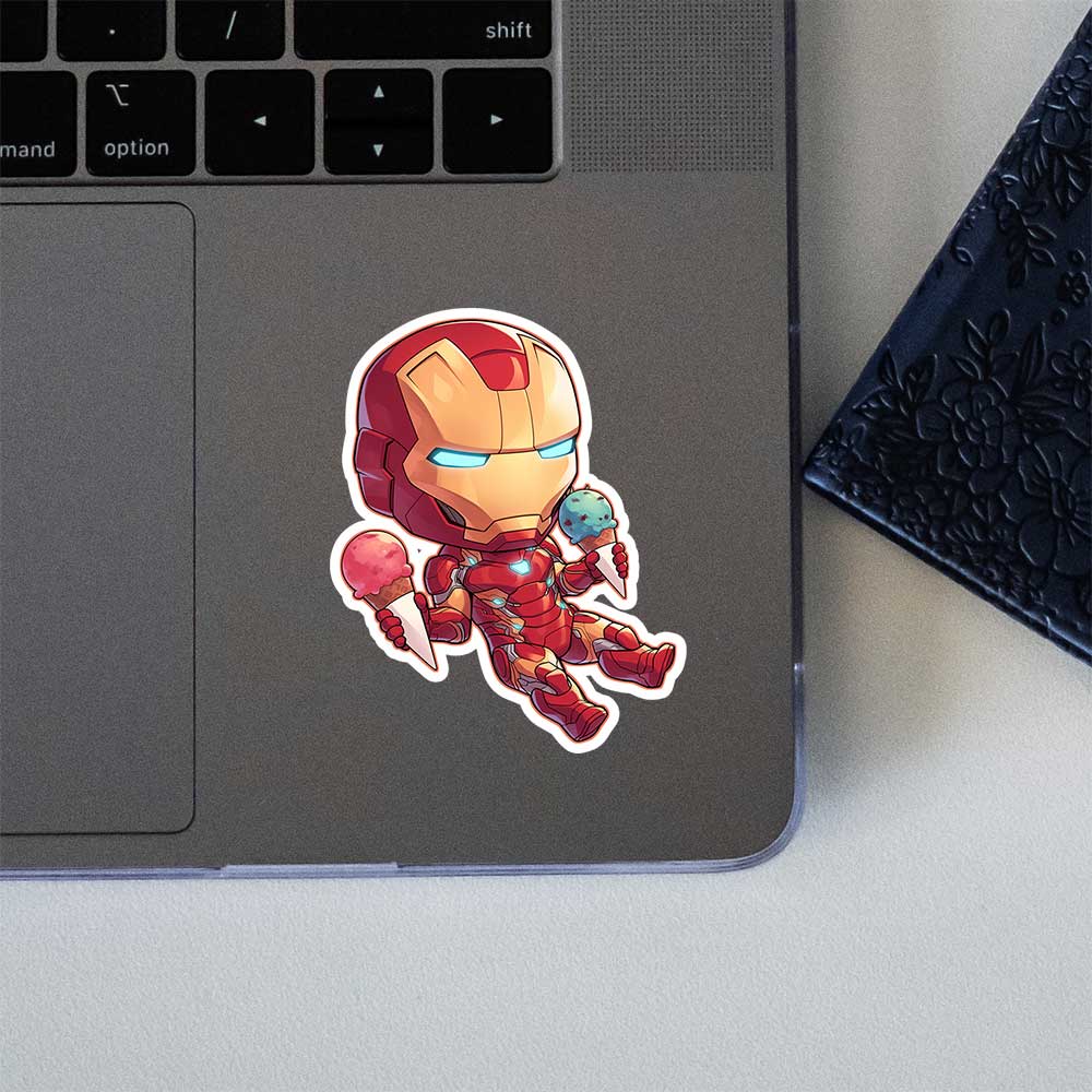 Chibi Iron Man Ice Cream Sticker