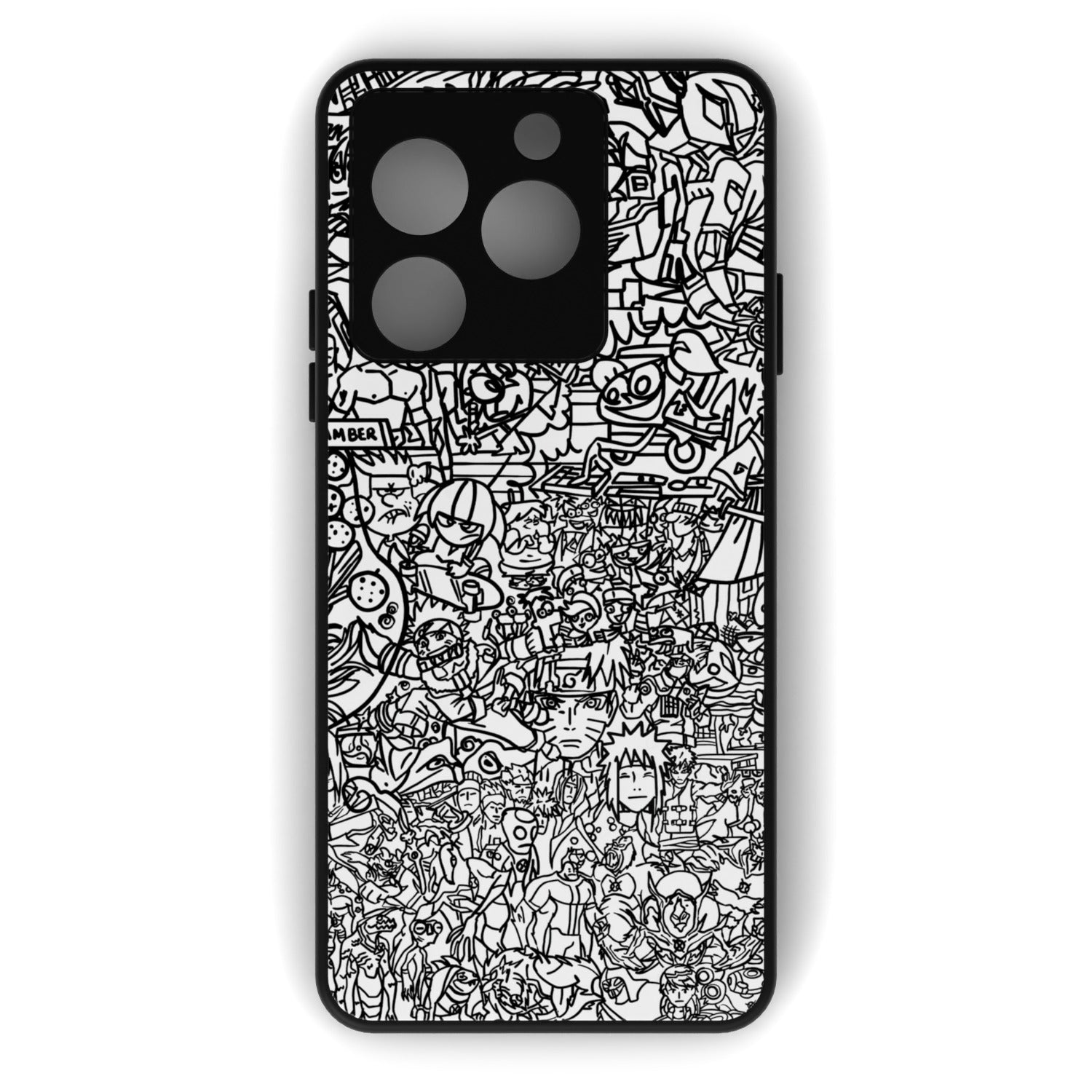 Classic Doodle printed metal phone case - flat back view