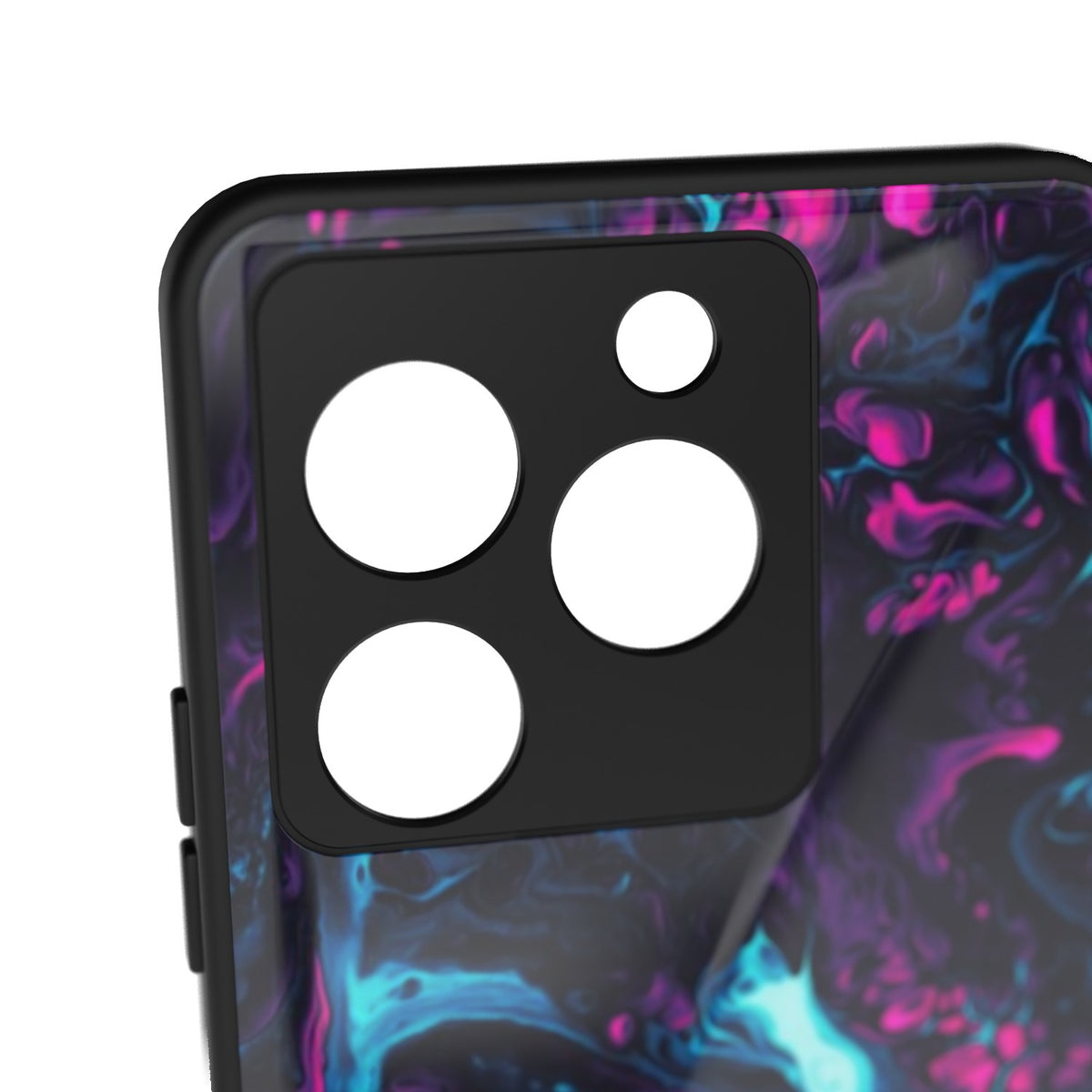 Comic Inferno printed metal phone case - camera close-up