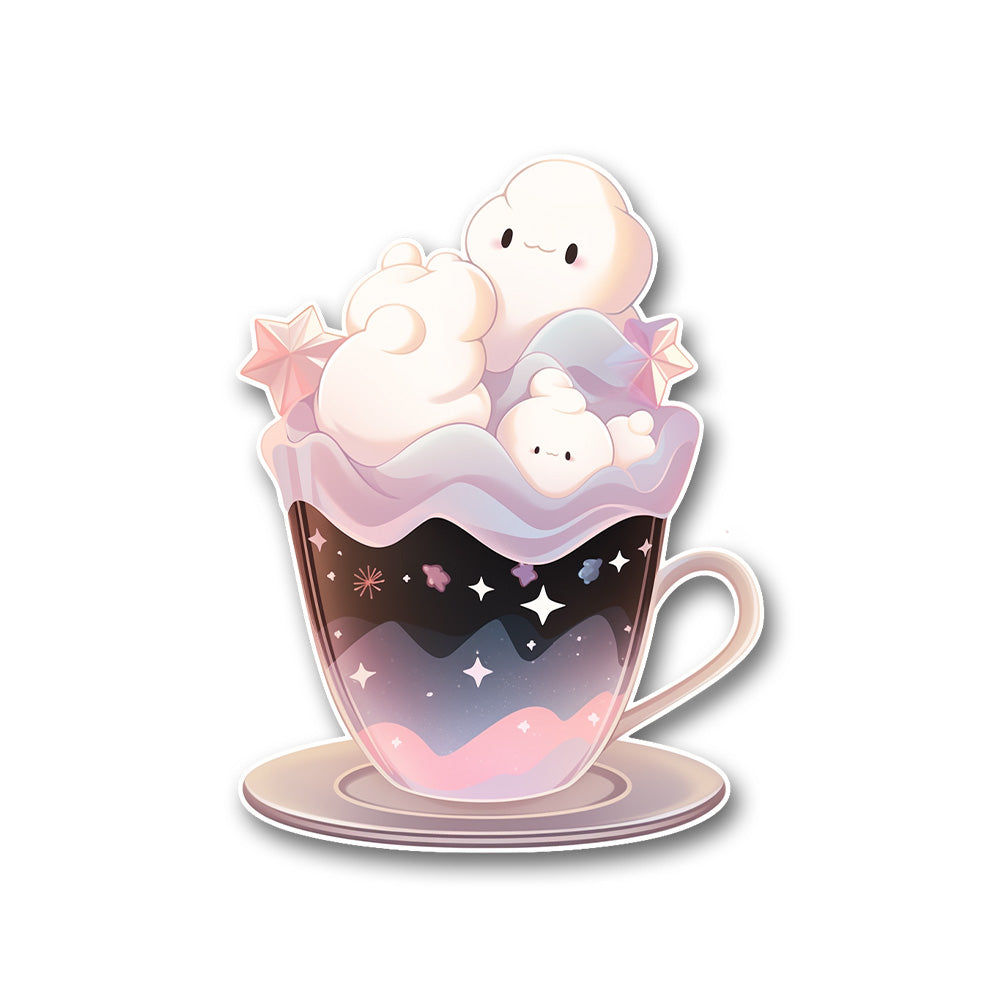 Cup With Cute Marshmallows Sticker
