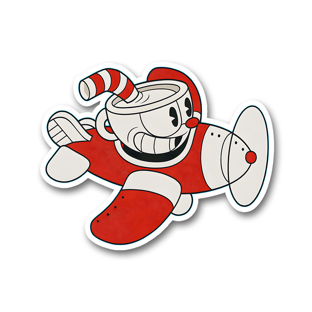 Cuphead Red Plane Sticker