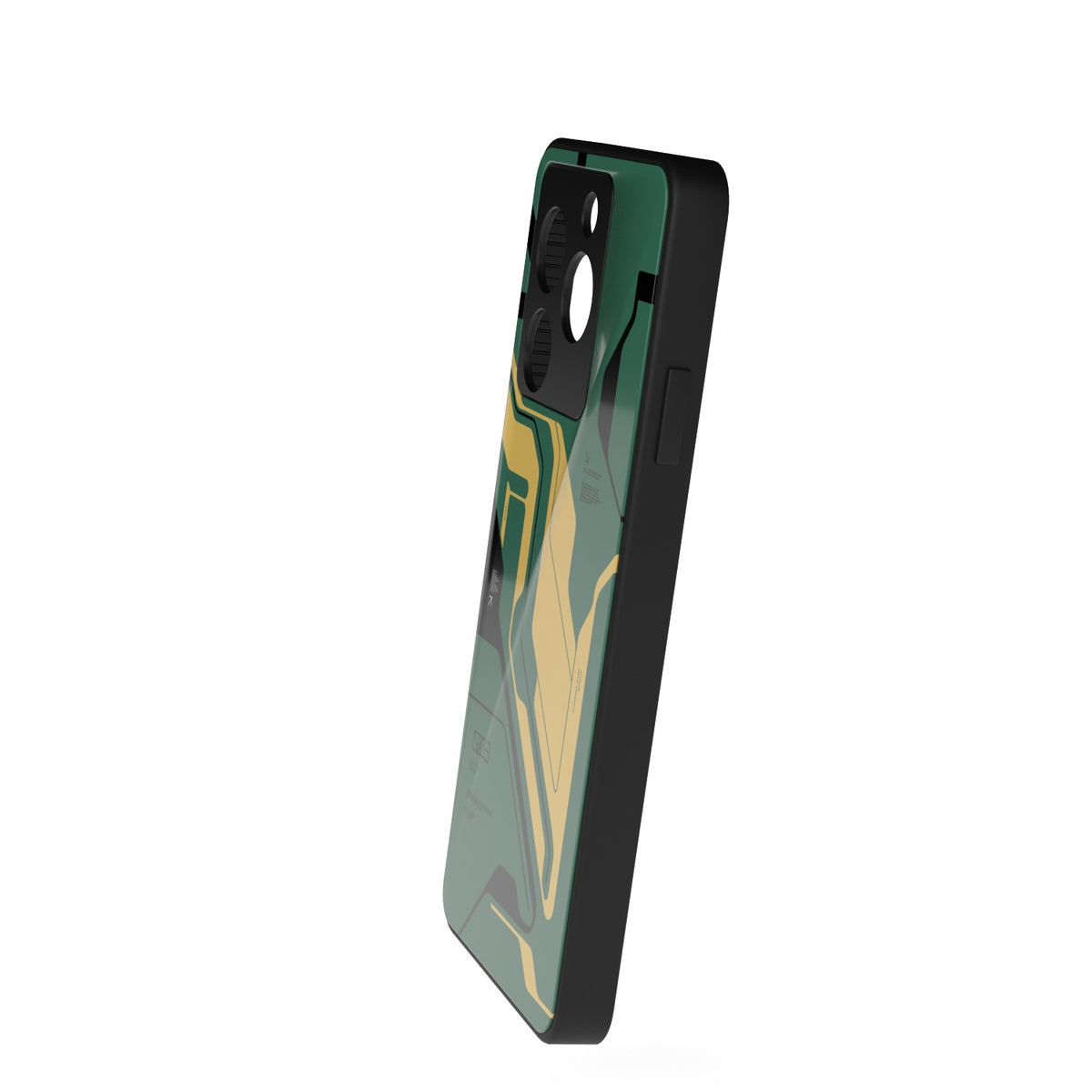 Curcuit Green printed metal phone case - side view