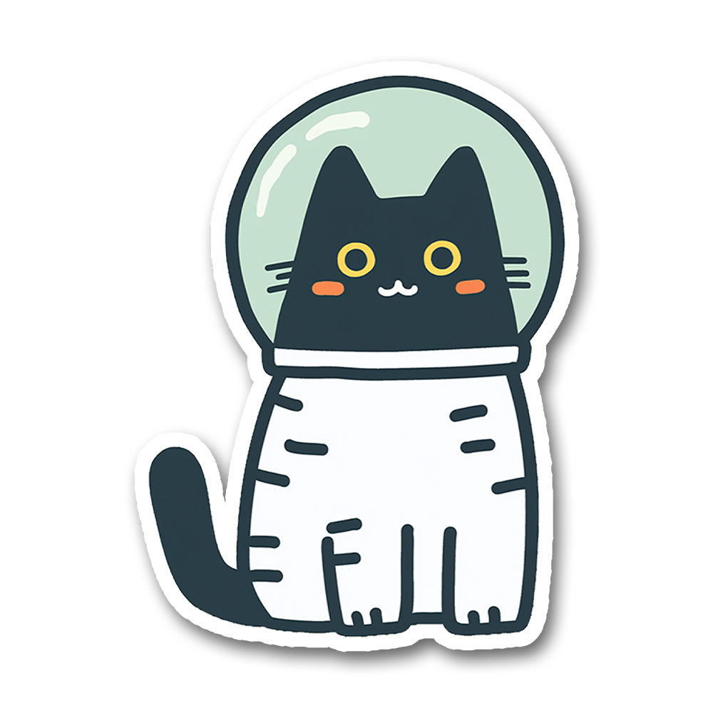 Cute Black Cat Astronaut Space Sticker