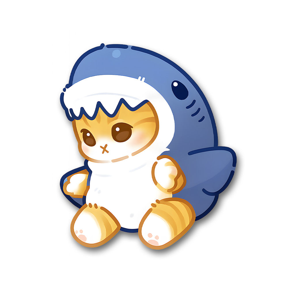 Cute Cat In Shark Costume Sticker