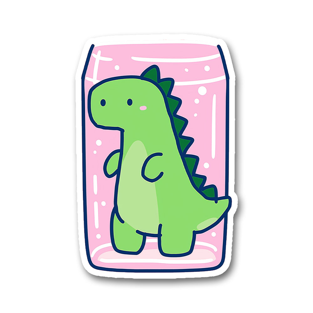 Cute Dinosaur Squished On Glass Kawaii Sticker