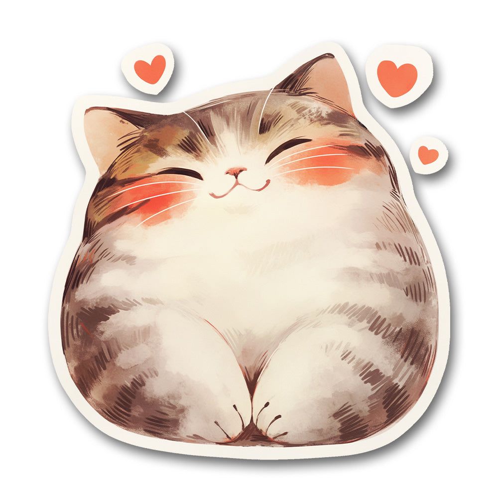 Cute Fat Cat Love Sticker