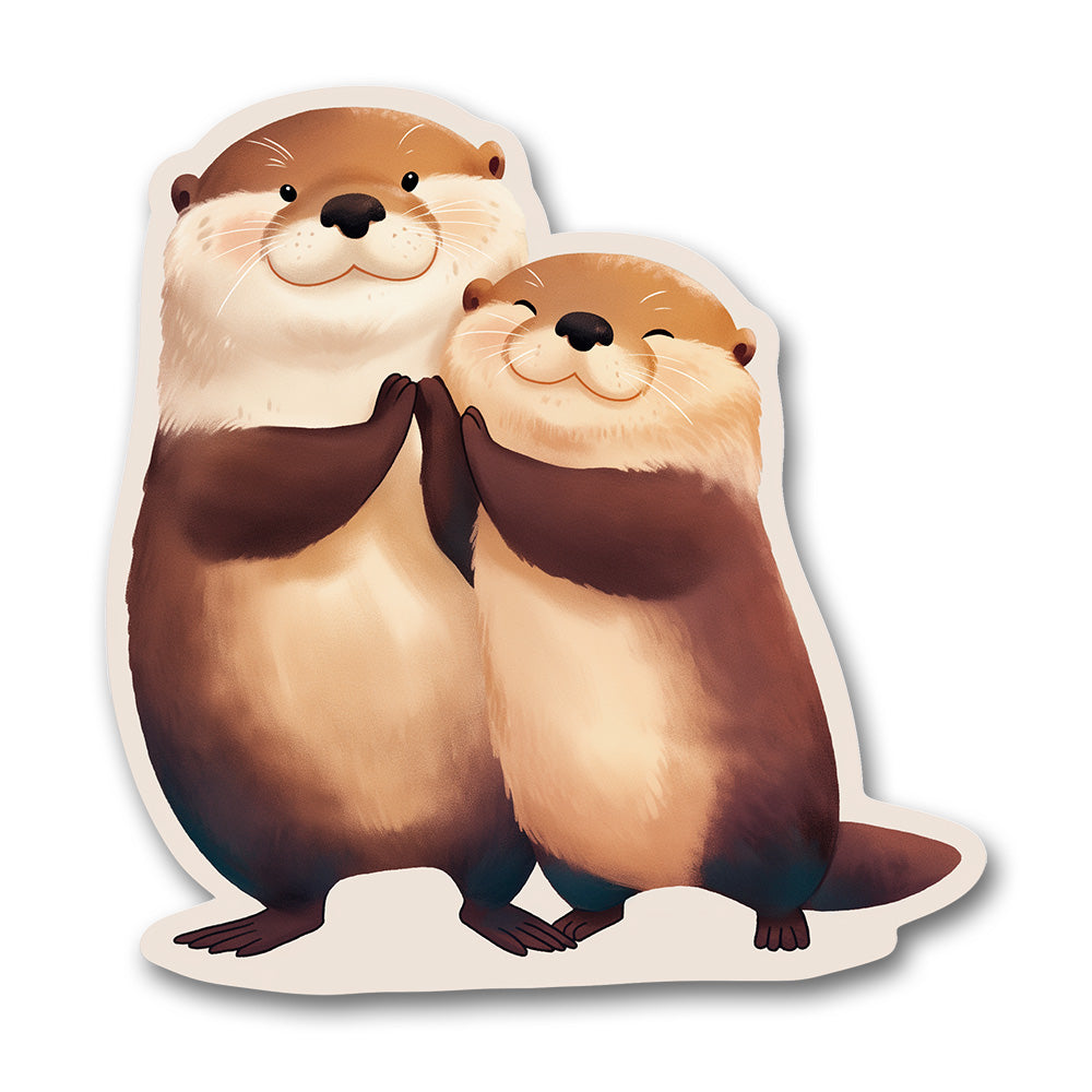 Cute Otters Holding Hands Sticker