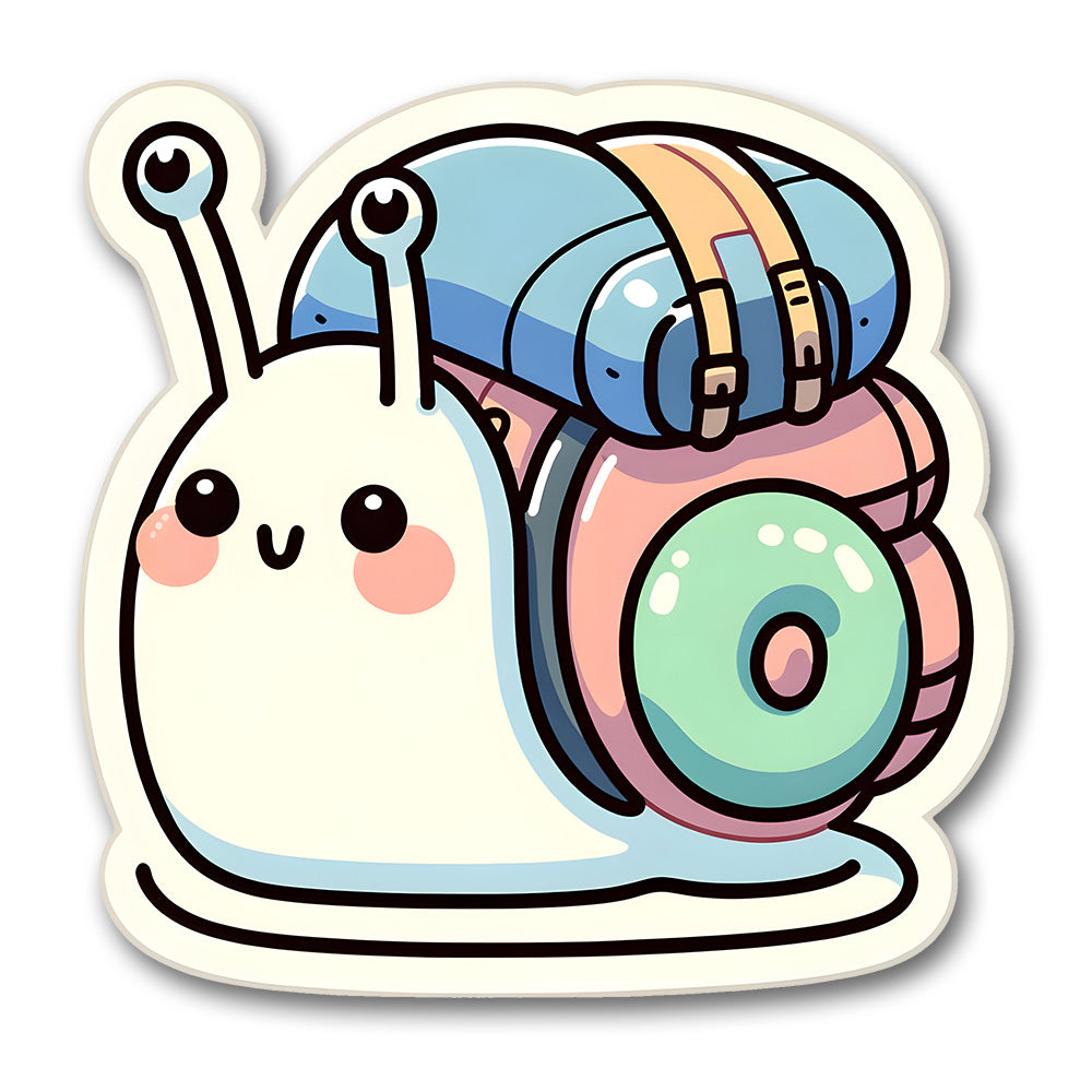 Cute Snail With Backpack Sticker